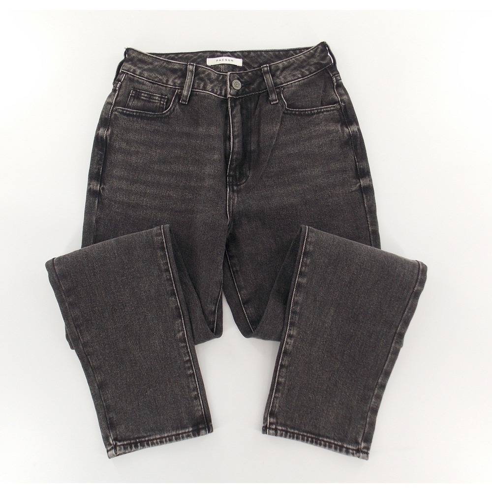 NWT PacSun‎ Mom Jeans High Waisted Denim Women Sz 25 Black Acid Wash Tapered Leg
